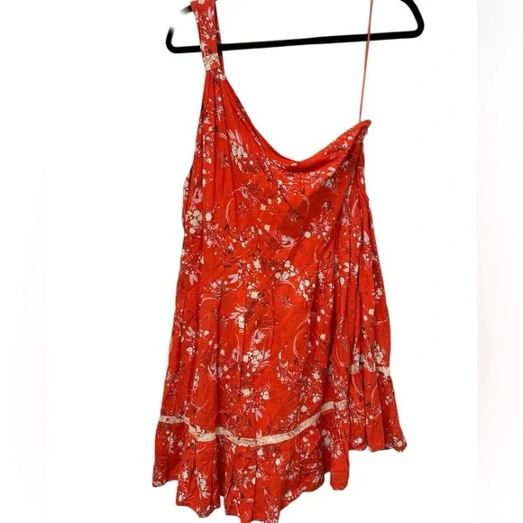 Free People All Mine One-Shoulder Mini Dress | Cherry Combo | Size L - Picture 3 of 11
